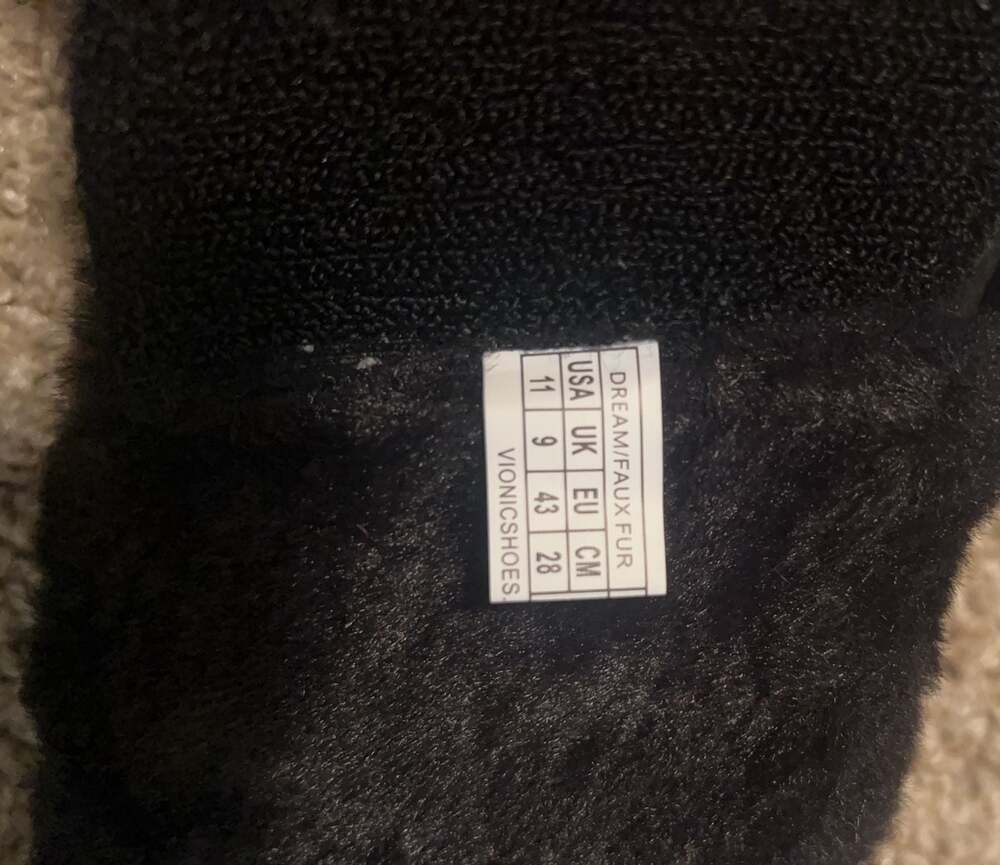 Vionic Dream Black Faux Fur Open-Toe Adjustable Slipper Slides - Picture 6 of 6